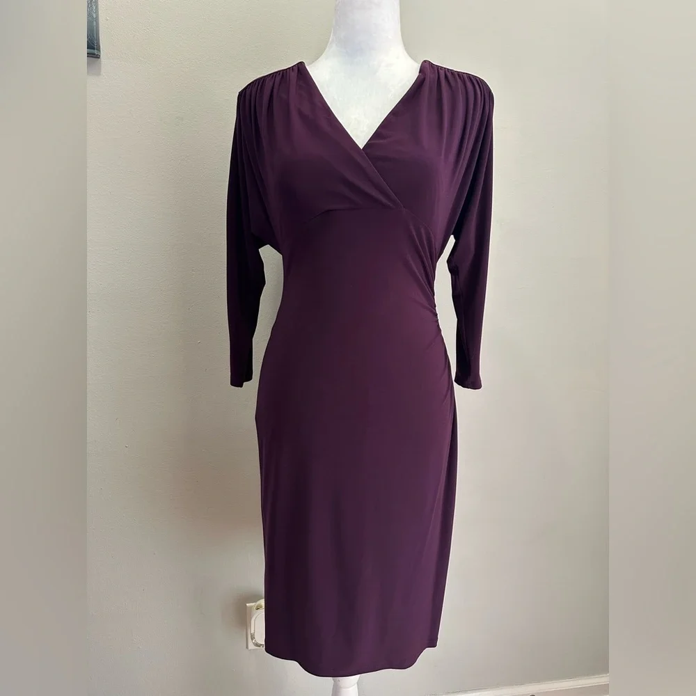 Lauren Ralph Lauren Dress Dark Purple 3/4 Sleeves Sexy Cocktail Professional 4